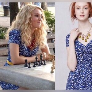 ANTHROPOLOGIE LEIFNOTES PLAYSUIT BLUE FLORAL V NECK SHORT SLEEVES CASUAL 2